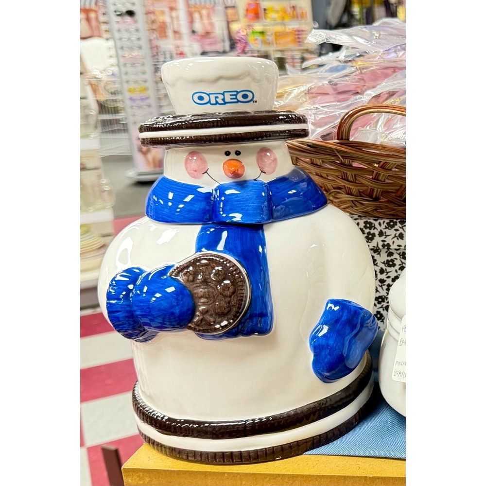 Vintage Nabisco Oreo Snowman Cookie Jar Houston Harvest ( 2nd In 2000 Series )